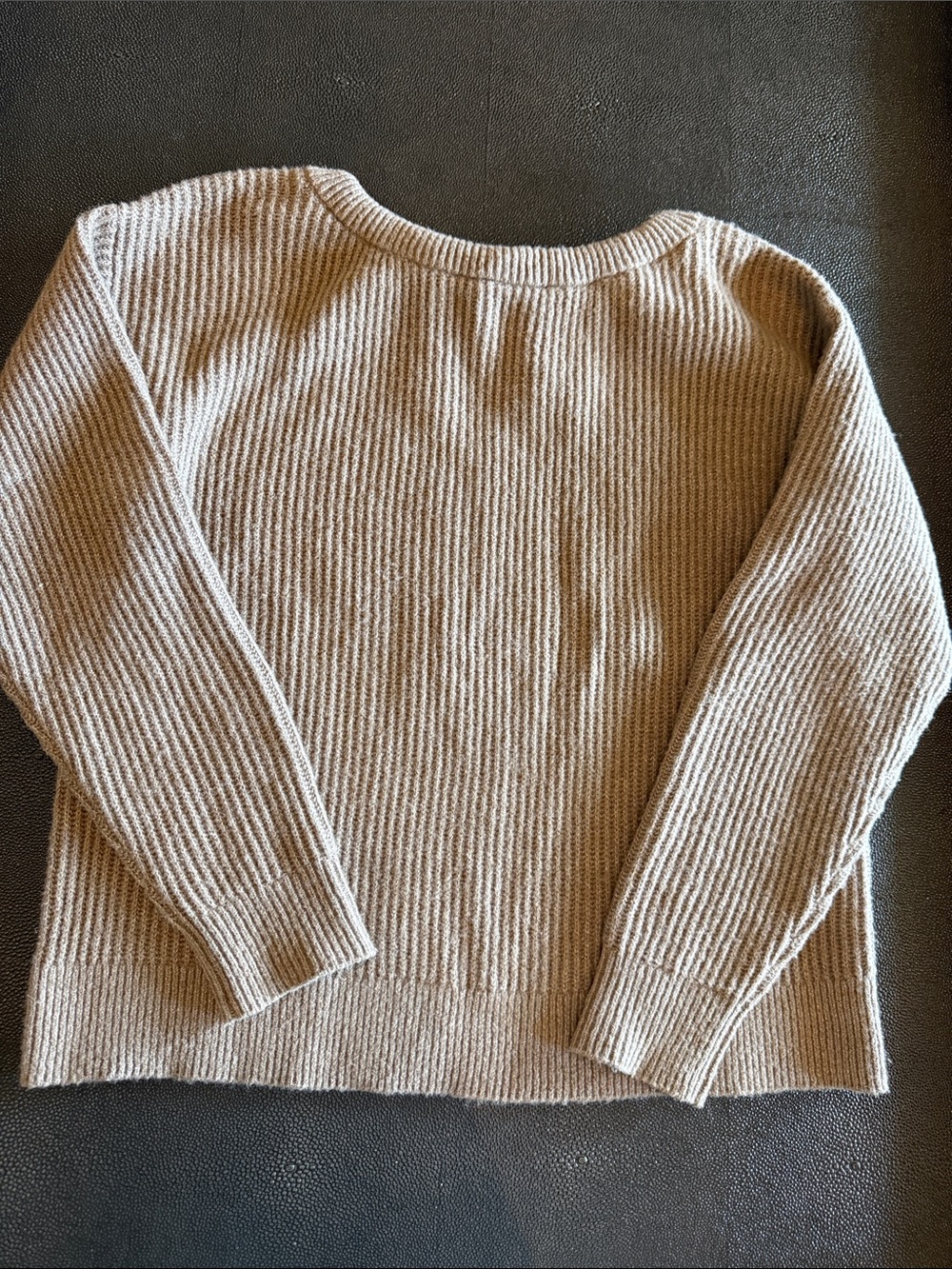 Splendid Women's Ribbed Crewneck Sweater in Light Beige with Satin Bow size XS